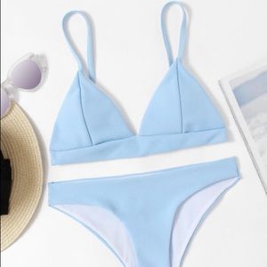 NEW NEVER WORN Baby Blue Ribbed Bikini